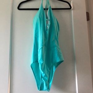 Zyia Turquoise Grid One-Piece Swimsuit